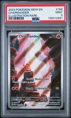 2023 POKEMON MEW EN-151 ILLUSTRATION RARE #168 CHARMANDER PSA 9 - Image 1