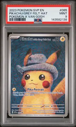 2023 POKEMON SVP EN-SV BLACK STAR PROMO #085 PIKACHU WITH GREY FELT HAT PSA 9 - Image 1