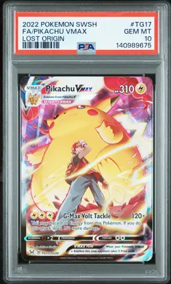 2022 POKEMON SWORD & SHIELD LOST ORIGIN #TG17 FULL ART/PIKACHU VMAX PSA 10 - Image 1