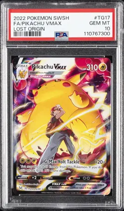 2022 POKEMON SWORD & SHIELD LOST ORIGIN #TG17 FULL ART/PIKACHU VMAX PSA 10 - Image 1
