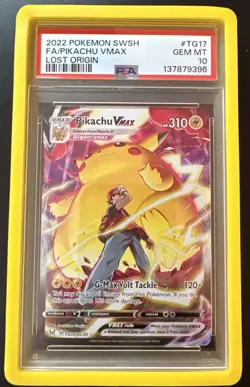 2022 POKEMON SWORD & SHIELD LOST ORIGIN #TG17 FULL ART/PIKACHU VMAX PSA 10 - Image 1