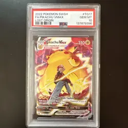 2022 POKEMON SWORD & SHIELD LOST ORIGIN #TG17 FULL ART/PIKACHU VMAX PSA 10 - Image 3