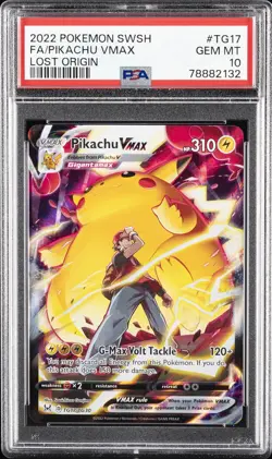 2022 POKEMON SWORD & SHIELD LOST ORIGIN #TG17 FULL ART/PIKACHU VMAX PSA 10 - Image 1