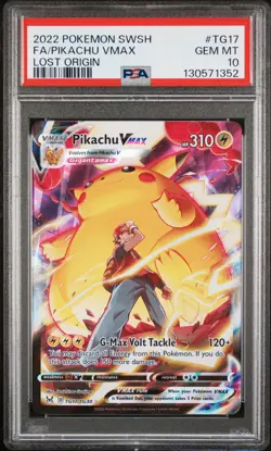 2022 POKEMON SWORD & SHIELD LOST ORIGIN #TG17 FULL ART/PIKACHU VMAX PSA 10 - Image 1