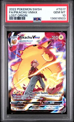 2022 POKEMON SWORD & SHIELD LOST ORIGIN #TG17 FULL ART/PIKACHU VMAX PSA 10 - Image 1