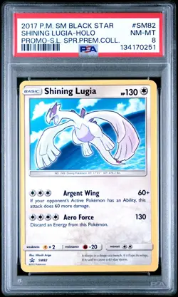 2017 POKEMON SM BLACK STAR PROMO #SM82 SHINING LUGIA-HOLO PSA 8 - Image 1