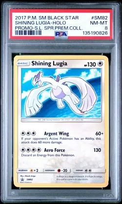 2017 POKEMON SM BLACK STAR PROMO #SM82 SHINING LUGIA-HOLO PSA 8 - Image 1
