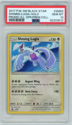 2017 POKEMON SM BLACK STAR PROMO #SM82 SHINING LUGIA-HOLO PSA 10 - Image 1