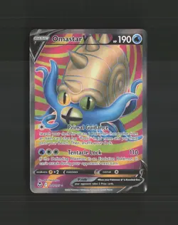Omastar V 174/195 Silver Tempest Full Art Ultra Rare Holo Pokemon Card NM - Image 1
