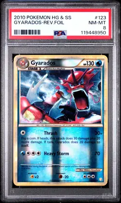 2010 Pokemon Heartgold & Soulsilver #123 Gyarados-Rev.Foil PSA 8 - Image 1