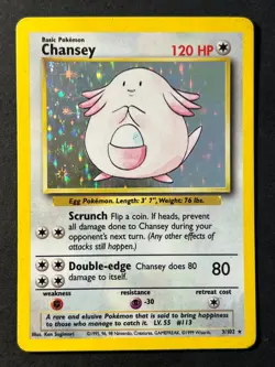 Chansey 3/102 Holo Rare Base Set - Pokemon Card WOTC MP + - Image 1