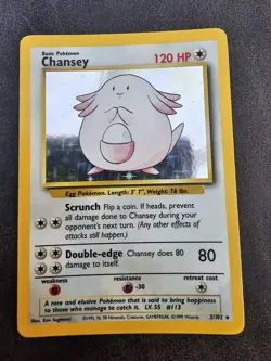 Pokemon Card Chansey 3/102 Holo - Base Set Original 1999 WOTC Rare - Near Mint - Image 1