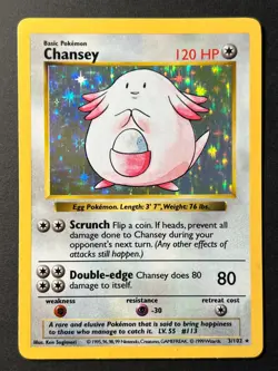 Chansey 3/102 Shadowless Holo Rare Base Set - Pokemon Card WOTC LP - Image 1