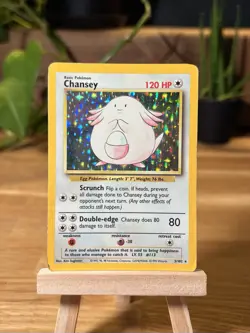 Chansey 3/102 Base Set Holo Rare Vintage WOTC Pokemon Card 1999 - Image 1