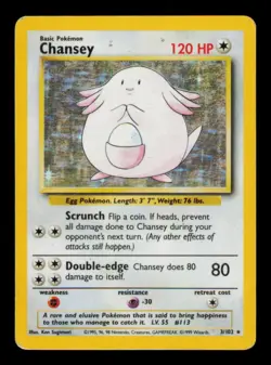 Pokemon Card Chansey 3/102 Base Set Holo Vintage WOTC Rare Original MP 1999 - Image 1