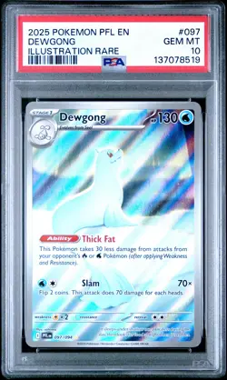2025 POKEMON PFL EN-PHANTASMAL FLAMES ILLUSTRATION RARE #097 DEWGONG PSA 10 - Image 1