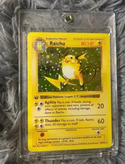 Rare Raichu Pokemon Card TCG Shiny Holo Base Set 26|150 Pikachu Collection Gift - Image 4