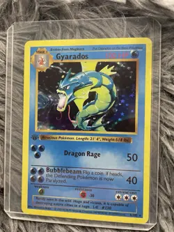 Gyarados Pokemon Card 1st edition TCG Shiny Holo Base Set 130|150 Collection - Image 2