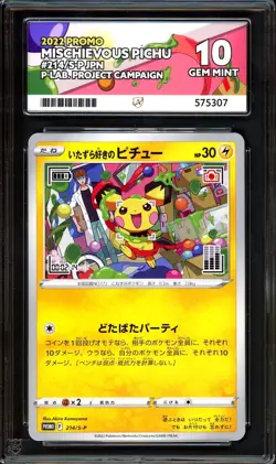 ACE 10 PERFECT Mischievous Pichu 214/S-P Japanese Promo Pokemon Center PSA - Image 1