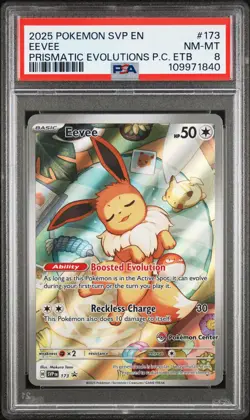 Eevee PSA8 2025 Pokemon Center Black Star Promo Prismatic Evolutions Etb #173 - Image 1