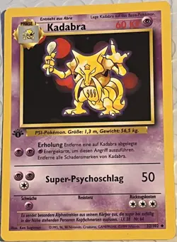 POKEMON Card GERMAN BASE SET 1st Edition "KADABRA" #32/102 Uncommon Hi Grade NM - Image 1