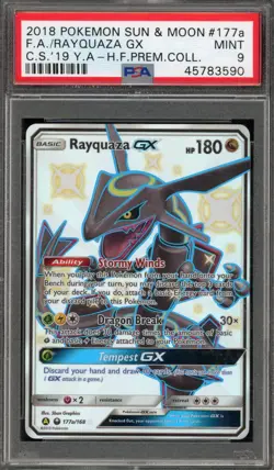 Pokemon Rayquaza GX Hidden Fates Premium Coll. Full Alt Art Promo #177a PSA 9 - Image 1