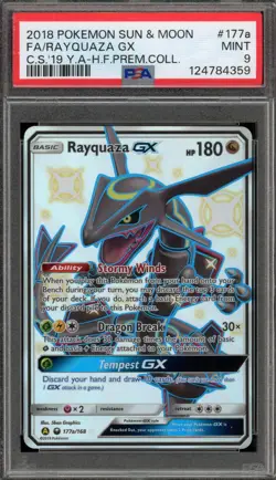 Pokemon Rayquaza GX Hidden Fates Premium Coll. Full Alt Art Promo #177a PSA 9 - Image 1