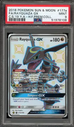 Pokemon Rayquaza GX Hidden Fates Premium Coll. Full Alt Art Promo #177a PSA 9 - Image 1