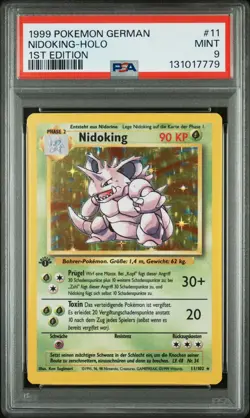 1999 POKEMON GERMAN 1ST EDITION #11 NIDOKING-HOLO PSA 9 - Image 1