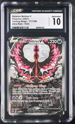 POKEMON CGC 10 Galarian Moltres V 177/198 2021 Chilling Reign Alt Art *2162 - Image 1