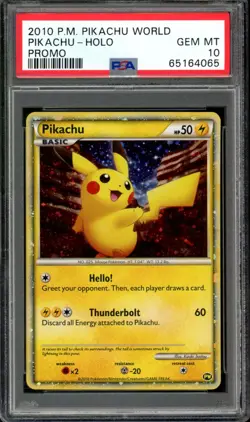 Pikachu Pokemon 2010 Holo PW Pikachu World English PSA 10 - Image 1