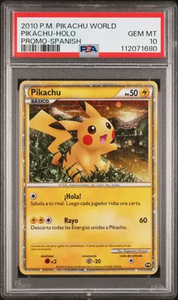 2010 POKEMON WORLD COLL SPANISH-DO NOT USE PIKACHU-HOLO PSA 10 - Image 1