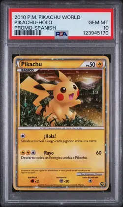 2010 POKEMON WORLD COLLECTION SPANISH PIKACHU-HOLO PSA 10 - Image 1