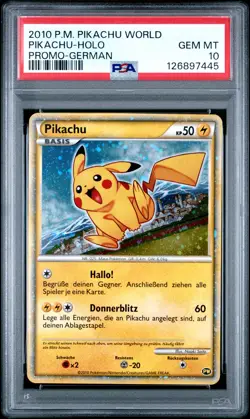 2010 POKEMON WORLD COLLECTION GERMAN PIKACHU-HOLO PSA 10 - Image 1