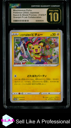 MISCHIEVOUS PICHU POKEMON 214 2022 GRANIPH P-LAB COLLAB. JP CGC PRISTINE 10 - Image 1