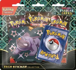 Pokemon Paldean Fates Tech Sticker Collection - Maschiff - With 3 Booster Packs - Image 1