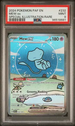 2024 POKEMON PAF EN-PALDEAN FATES SPECIAL ILLUSTRATION RARE #232 MEW EX PSA 9 - Image 1