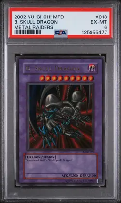 2002 Yu-Gi-Oh! Metal Raiders Black Skull Dragon #MRD-018 PSA 6 - Image 1
