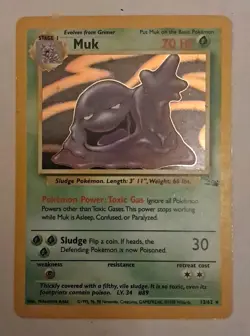 Pokemon TCG Muk Fossil 13/62 Holo Unlimited Holo Rare MP+ Free Shipping - Image 1