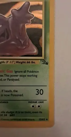Pokemon TCG Muk Fossil 13/62 Holo Unlimited Holo Rare MP+ Free Shipping - Image 2