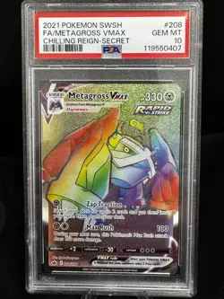 Pokemon Sword & Shield Chilling Reign Full Art Metagross VMAX #208/198 PSA 10 - Image 1