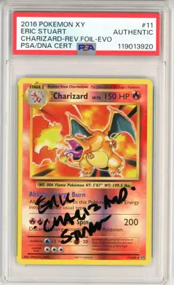 PSA Eric Stuart Signed Charizard 11/108 Evolutions Reverse Holo Pokemon TCG 2016 - Image 1