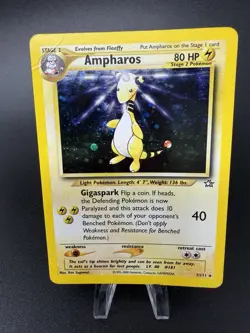 2000 Pokemon TCG Card Ampharos Neo Genesis 1/111 Unlimited Holo Rare Dmg - Image 1