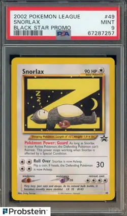 2002 Pokemon Black Star Promo Pokemon League #49 Snorlax EN PSA 9 - Image 1