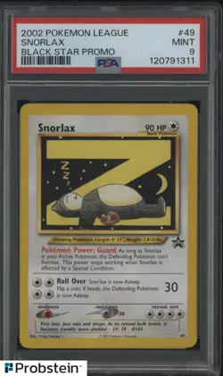 2002 Pokemon League Black Star Promo #49 Snorlax PSA 9 MINT - Image 1