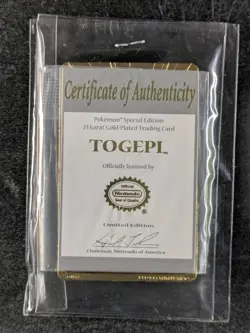 1999 Pokemon TOGEPI Burger King 23K Gold-Plated Card Special Promo - Image 2