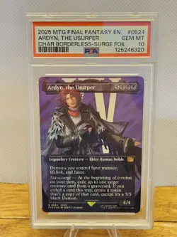 2025 MTG FINAL FANTASY CHARACTER BORDERLESS-SURGE FOIL ARDYN, THE USURPER PSA 10 - Image 1