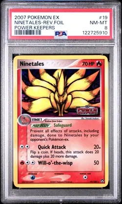 2007 POKEMON EX POWER KEEPERS #19 NINETALES-REVERSE FOIL PSA 8 - Image 1