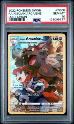 PSA 10 Hisuian Arcanine Full Art Lost Origin 2022 Pokemon TG08/TG30 - Image 1