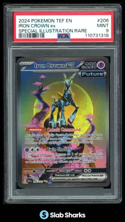2024 POKEMON TEF EN #206/162 IRON CROWN EX SPECIAL ILLUSTRATION RARE PSA 9 - Image 1
